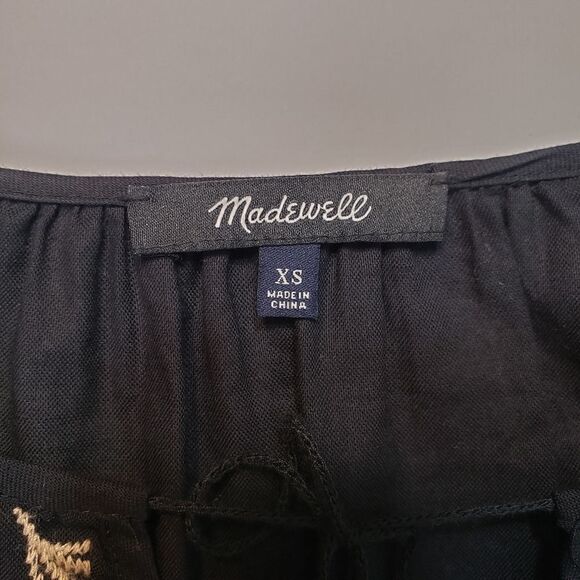 Madewell Embroidered Slit Sleeve Black Dress XS - Picture 11 of 16